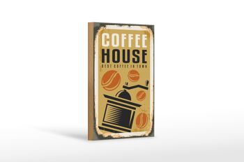 Panneau en bois rétro 12x18 cm Coffee Coffee House best in town 1
