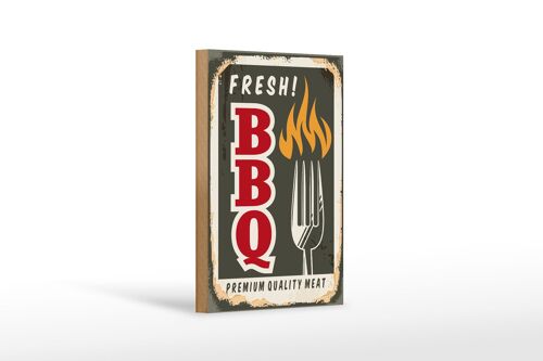 Holzschild Retro 12x18 fresh! BBQ Premium Quality meat Dekoration