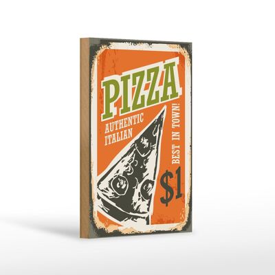 Targa in legno retrò 12x18 cm Pizza migliore in città 1$ Decorazione italiana