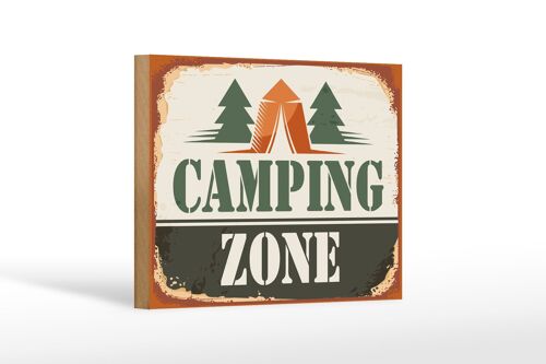 Holzschild Camping 18x12 cm Camping Zone Outdoor Dekoration