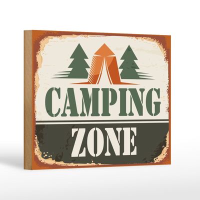 Cartel de madera camping 18x12 cm zona de acampada decoración exterior