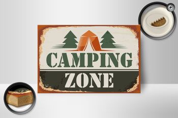 Panneau en bois camping 18x12 cm zone de camping décoration extérieure 2