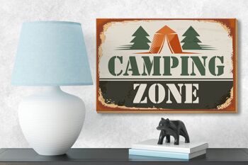Panneau en bois camping 18x12 cm zone de camping décoration extérieure 3
