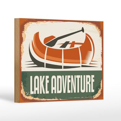 Letrero de madera retro 18x12 cm decoración exterior aventura en el lago