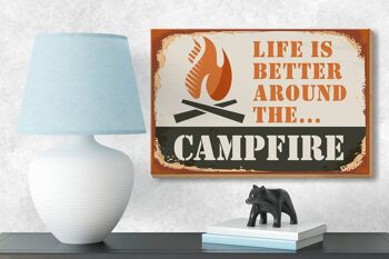 Panneau en bois camping 18x12cm La vie au feu de camp est meilleure en plein air 3