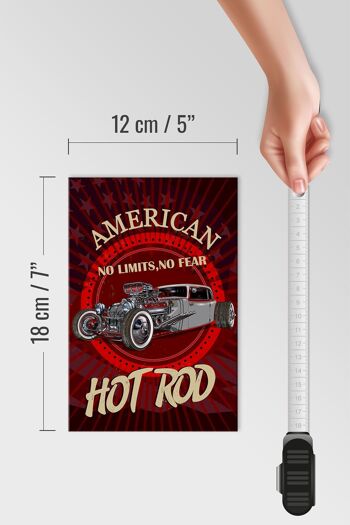Panneau en bois américain 12x18 cm hot rod car no Limits No Fear 4