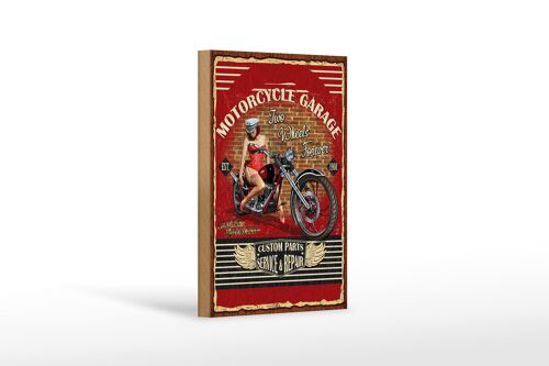 Holzschild Pinup 12x18cm Retro Motorcycle Garage Vintage