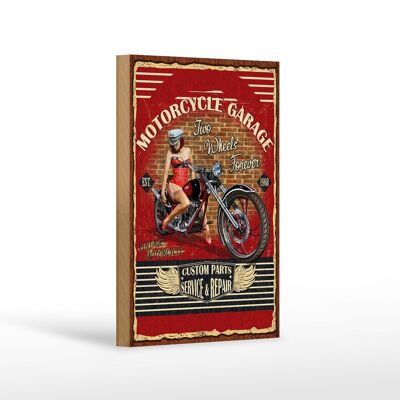 Cartello in legno Pinup 12x18 cm Retro Garage per moto Vintage