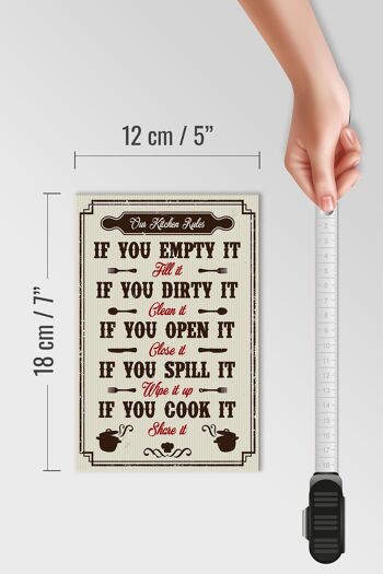 Panneau de cuisine en bois 12x18 cm Décoration Nos règles de cuisine 4