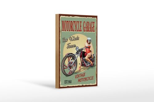 Holzschild Pinup 12x18 cm Retro Motorcycle Garage Vintage