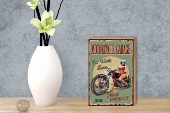 Panneau en bois Pinup 12x18 cm Rétro Moto Garage Vintage 3