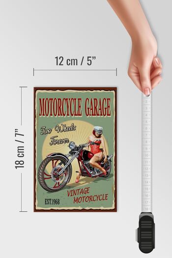 Panneau en bois Pinup 12x18 cm Rétro Moto Garage Vintage 4