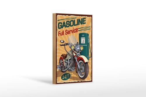 Holzschild Retro 12x18 cm Gasoline fuli service 24/7