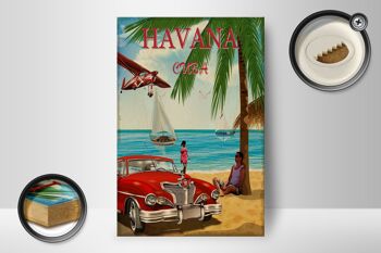 Panneau en bois La Havane 12x18 cm Cuba décoration de palmier de vacances rétro 2