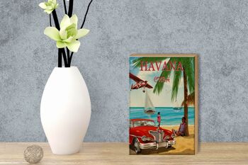 Panneau en bois La Havane 12x18 cm Cuba décoration de palmier de vacances rétro 3