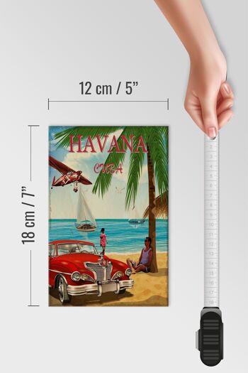 Panneau en bois La Havane 12x18 cm Cuba décoration de palmier de vacances rétro 4