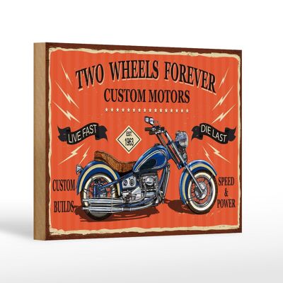 Holzschild Retro 18x12 cm Retro Motorrad custom motors Dekoration