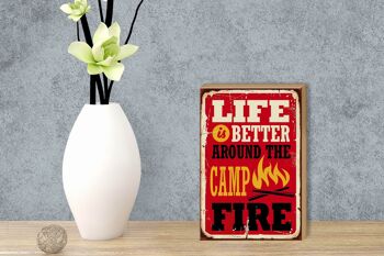 Panneau en bois rétro 12x18 cm, vie meilleure, feu de camp, décoration de camping 3