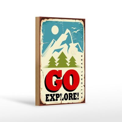 Wooden sign retro 12x18 cm National Park go explore decoration