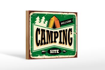Panneau en bois rétro 18x12 cm décoration de bienvenue camping 1