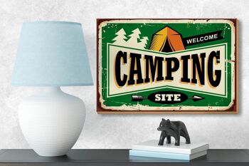 Panneau en bois rétro 18x12 cm décoration de bienvenue camping 3