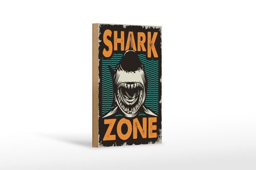 Holzschild Retro 12x18 cm Shark Zone Hai See Dekoration