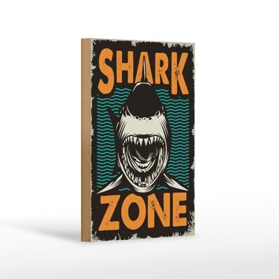 Cartel de madera retro 12x18 cm Shark Zone decoración del lago del tiburón