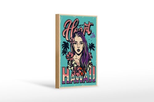 Holzschild Pinup 12x18 cm Hawaii i left my heart Dekoration