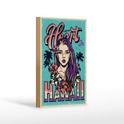 Wooden sign Pinup 12x18 cm Hawaii i left my heart decoration