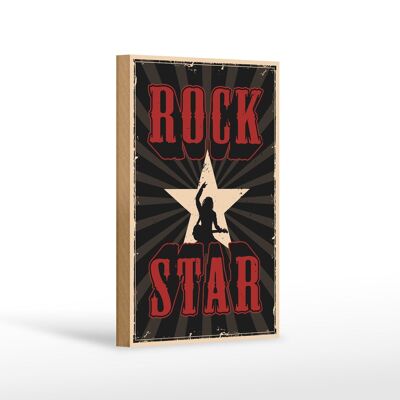 Cartel de madera retro 12x18 cm decoración musical estrella de rock