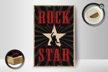 Panneau en bois rétro 12x18 cm décoration musique rock star 2