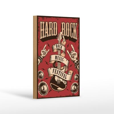 Cartel de madera retro 12x18 cm decoración festival de música hard rock