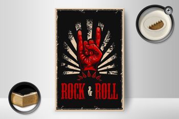 Panneau en bois rétro 12x18 cm décoration musique rock & roll 2