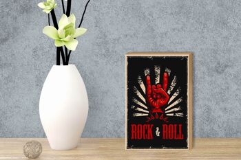 Panneau en bois rétro 12x18 cm décoration musique rock & roll 3