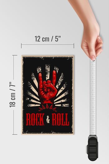 Panneau en bois rétro 12x18 cm décoration musique rock & roll 4