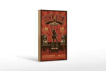 Panneau en bois rétro 12x18cm Rock&Roll Concert live 9 juillet décoration 1
