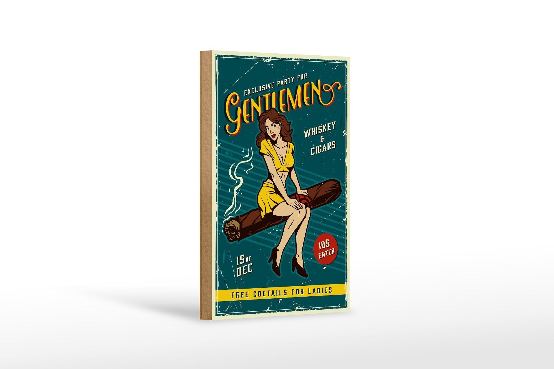 Cartello in legno retrò 12x18 cm Decorazione esclusiva per gentiluomini di feste Pinup