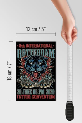 Panneau en bois tatouage 12x18 cm décoration Convention de Rotterdam 20 juin 4