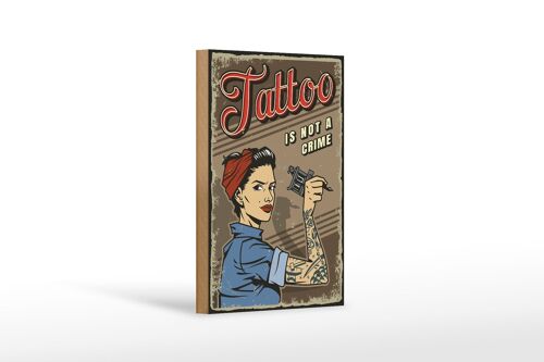 Holzschild Retro 12x18cm Tatoo is not a crime Pinup Dekoration