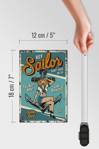 Panneau en bois rétro 12x18 cm Pinup hey Sailor Ocean spirit Voir 4
