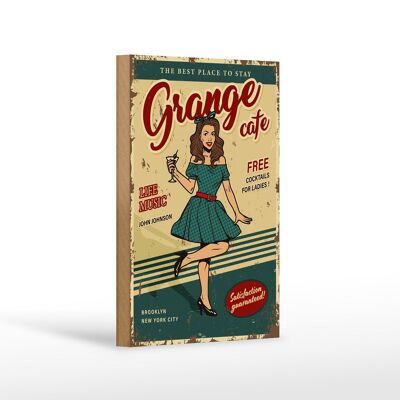 Holzschild Retro 12x18 cm Pinup Grange cafe life music Dekoration