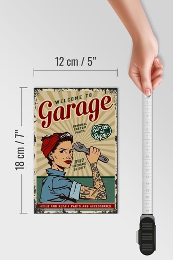 Panneau en bois rétro 12x18 cm Pinup bienvenue Service garage 24h/24 et 7j/7 4