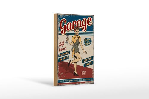 Holzschild Retro 12x18 cm Pinup Garage 24 hours repair Auto