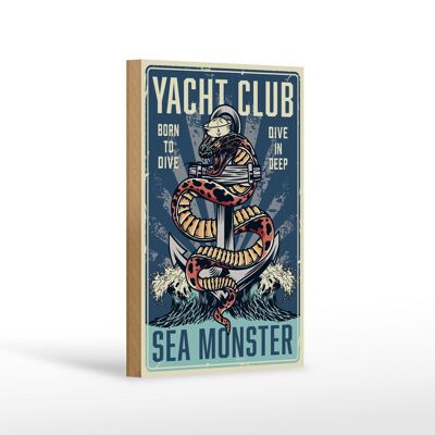 Wooden sign Yacht 12x18 cm Yacht club sea monster decoration