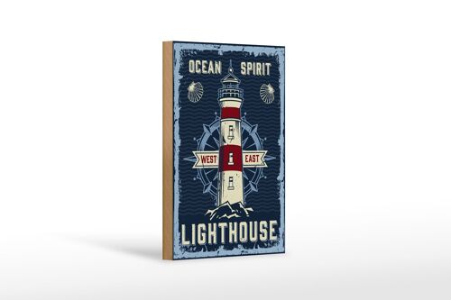 Holzschild Seefahrt 12x18 cm Ocean spirit lighthouse Dekoration