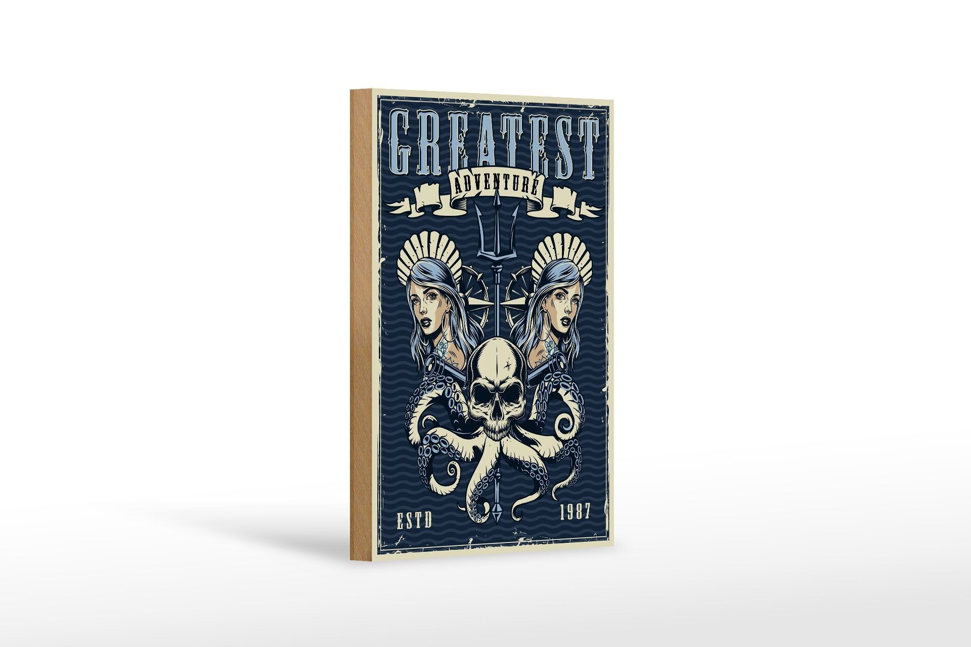 Cartello in legno Pinup 12x18 cm la più grande decorazione dell'avventura