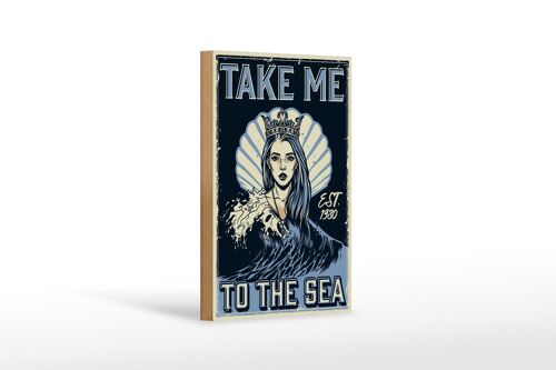 Holzschild Pinup 12x18 cm Take me to the sea Dekoration