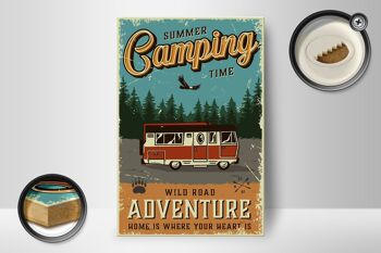 Panneau en bois rétro 12x18 cm, décoration d'été Camping Time Adventure 2