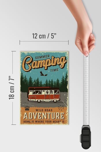 Panneau en bois rétro 12x18 cm, décoration d'été Camping Time Adventure 4