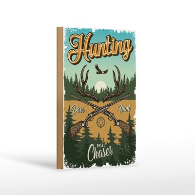 Wooden sign hunting 12x18cm hunting deer hunt adventure decoration